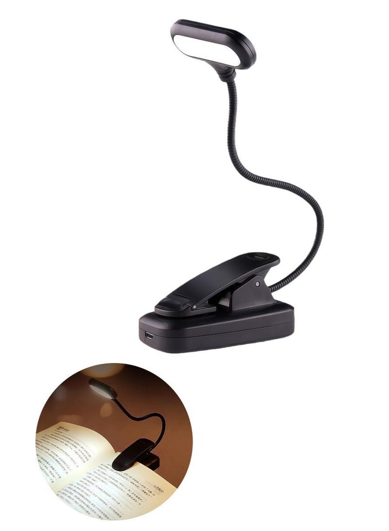 مصباح قراءة قابل للتثبيت بثلاثة مستويات إضاءة، أبيض دافئ وبارد ومحايد، قابل لإعادة الشحن عبر منفذ USB، مزود بعنق مرن لحماية العين، مناسب للاستخدام في السرير والمكتب والسكن الجامعي. - Image 1